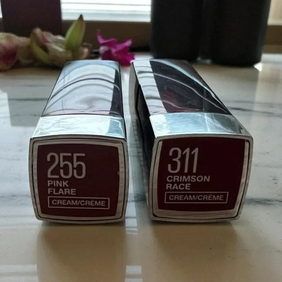 2x lot Maybelline Color Sensational Creams Lipstick - Pink Flare & Crimson Race - Picture 5 of 5